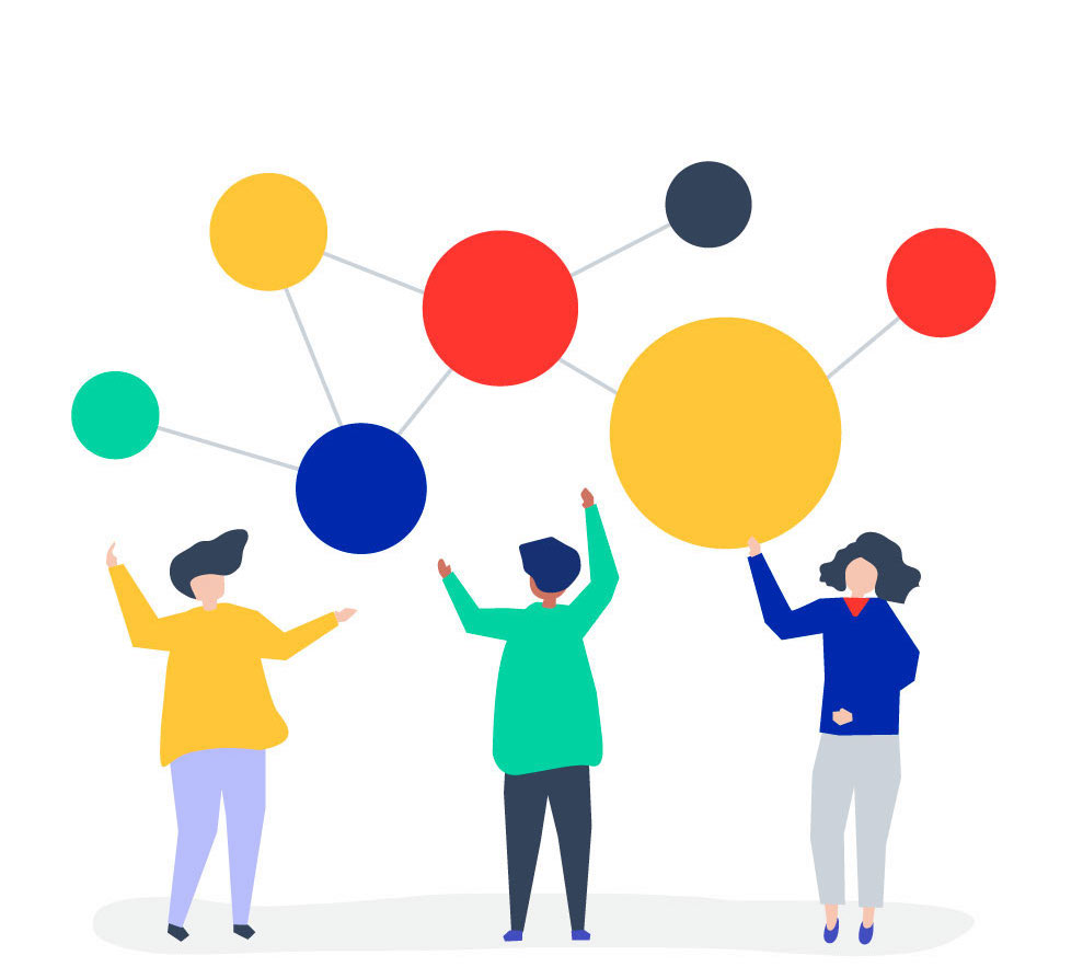 network illustration with modern employees
