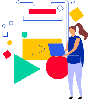 app illustration with a woman employee