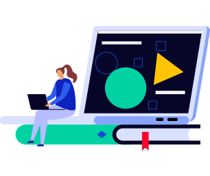 e-learning illustration with a woman employee