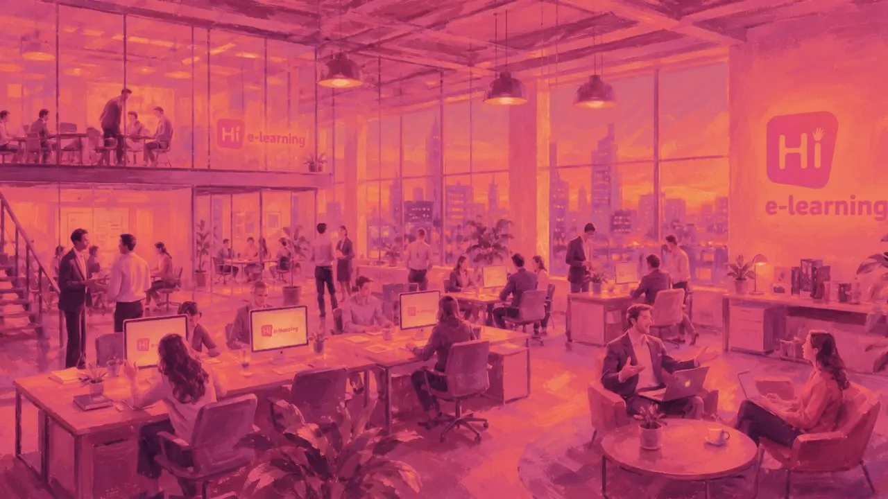 Hi e-learning corporate learning platform illustration